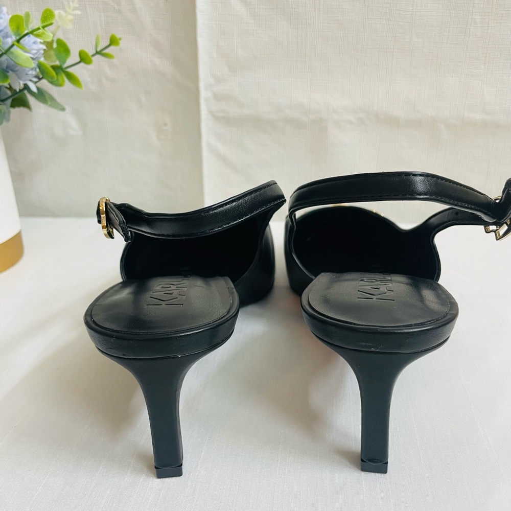 Karl Lagerfeld Paris Heels Black logo charms Size US 9 M - Picture 4 of 10